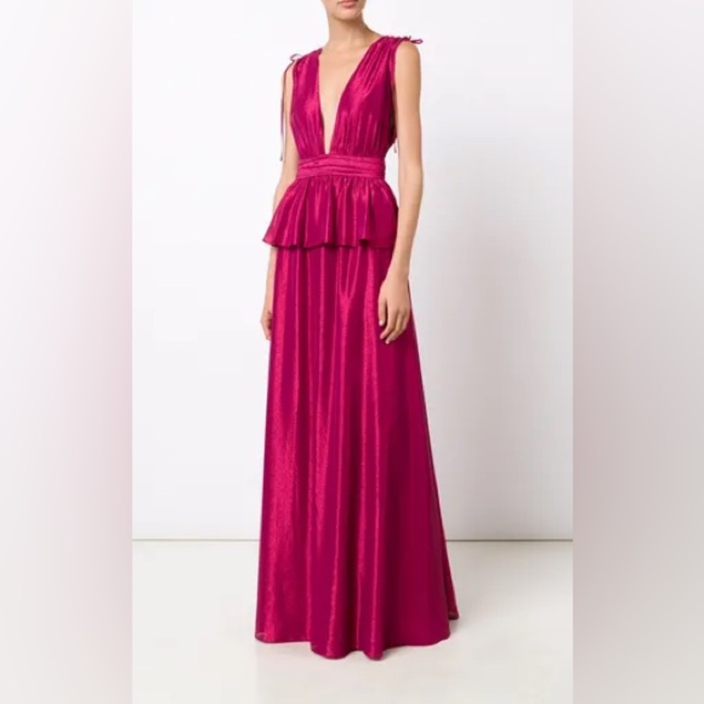 Sleeveless Deep V Maxi Dress in Fuchsia